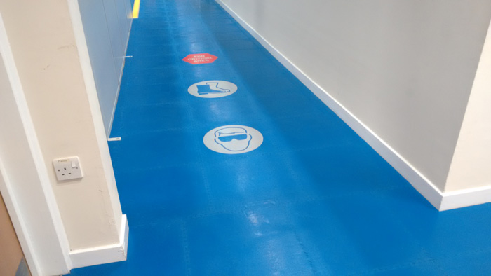An entire floor space can be personalised and complies with European REACH flooring regulations.